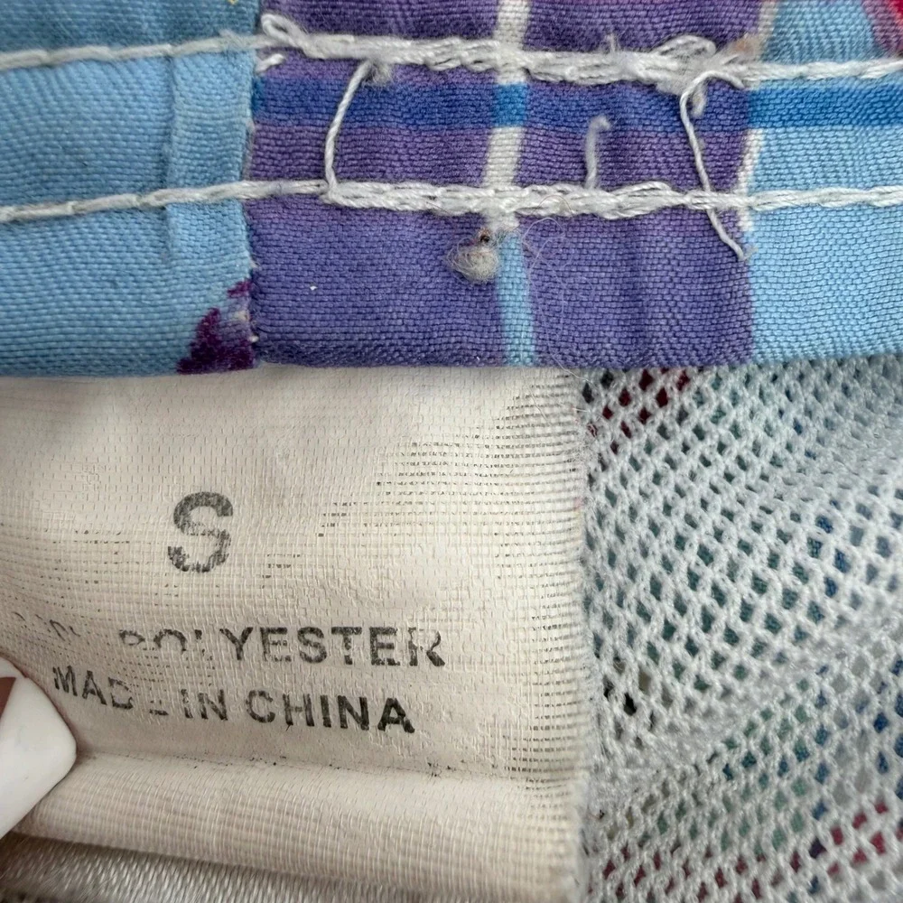 Peter Millar Swim Trunks Mens Small Blue Plaid Octopus Print Mesh Lined Shorts‎